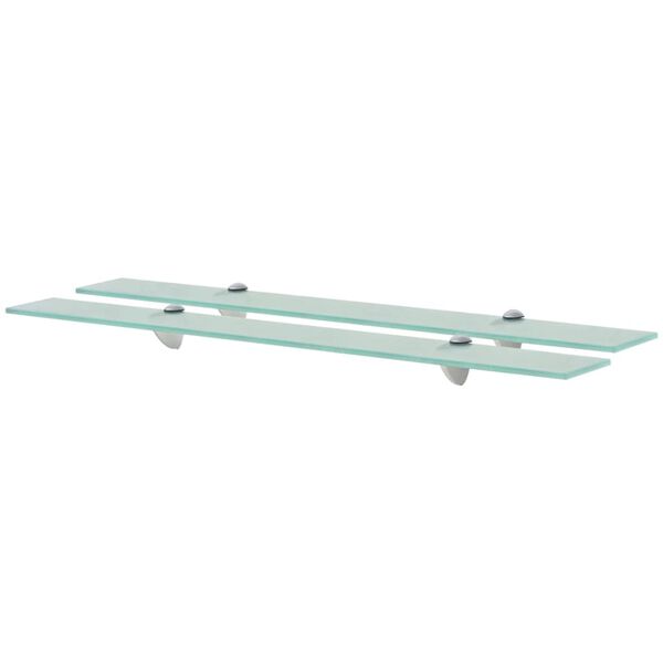 vidaXL Floating Shelf Set of 2 Clear Tempered safety glass 31.5 x 3.9 in