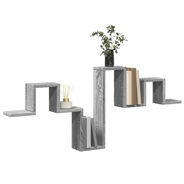 vidaXL Wall Shelf Gray Sonoma 41.1"x3.9"x16.9" Engineered Wood
