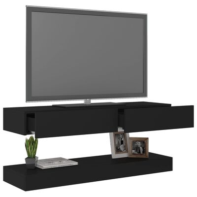 vidaXL TV Cabinet with LED Lights Black 47.2"x13.8"