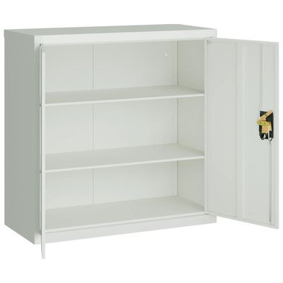 vidaXL Office Cabinet with 2 Doors Gray 35.4” Steel