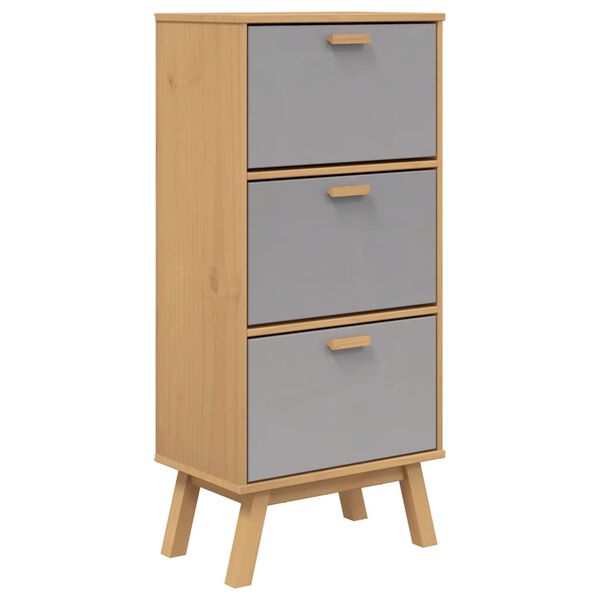 vidaXL Shoe Cabinet Gray and brown Solid pine wood, engineered wood Medium