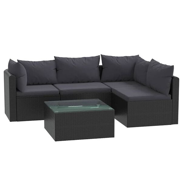 vidaXL Patio Sofa Black