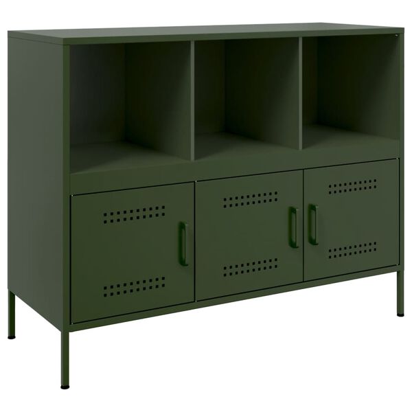 vidaXL Sideboard Olive green Cold-rolled steel Medium Adjustable Feet