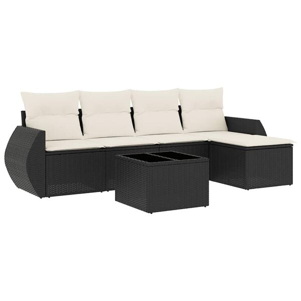vidaXL Garden Sofa Set Black Poly Rattan Large Modular Garden Sofa Set