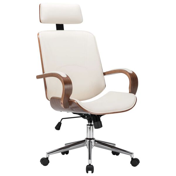vidaXL Office Chair Cream and Dark Brown Faux Leather Standard Swivel