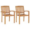 vidaXL Patio Chair Set of 2 Natural Wood Teak Wood Standard Stackable