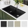 vidaXL Overmount Kitchen Sink Double Basin Granite Black