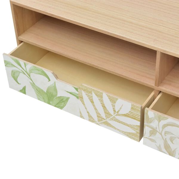 vidaXL TV Cabinet Brown, White, Green MDF, Steel 47.2 x 11.8 x 19.7 in