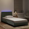 vidaXL Bed Frame with LED without Mattress "Hanko" Light Gray 39.4"x74.8" Velvet