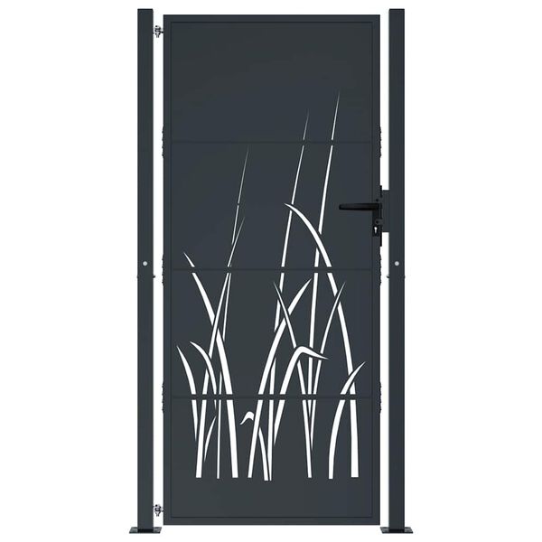 vidaXL Garden Gate Anthracite 39.4x78.7" Steel Grass Design