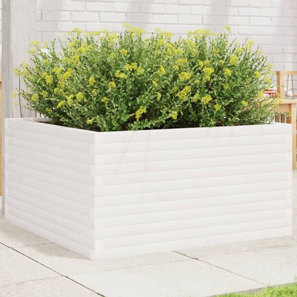 vidaXL Garden Planter White Solid pine wood 35.4x35.4x18.1 in