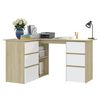 vidaXL Corner Desk White and Sonoma Oak Engineered wood