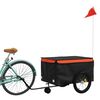 vidaXL Bike Trailer Black and Orange 99.2 lb Iron