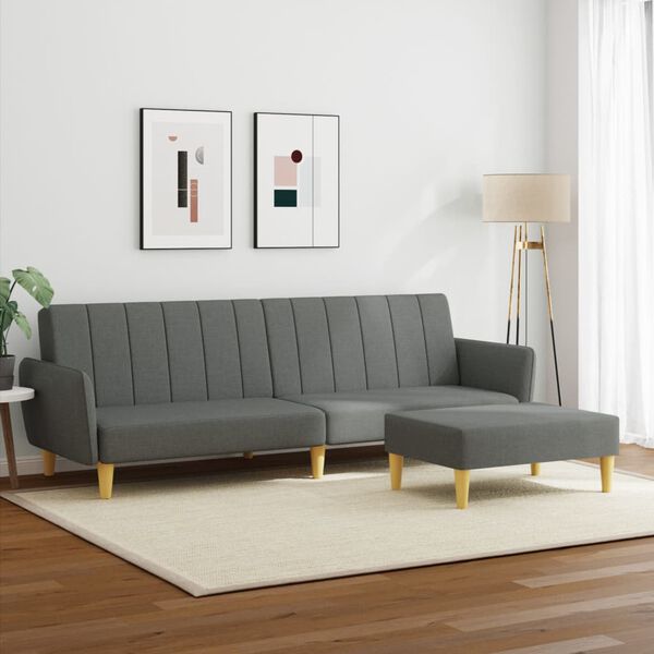 vidaXL Sofa Bed Dark Gray Fabric (100% Polyester) 2-Seater