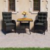 vidaXL Garden Dining Set Black Poly rattan, steel, acacia wood, polyester