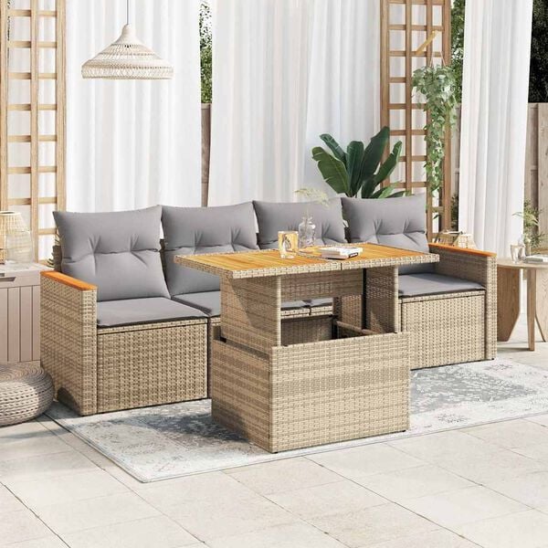 vidaXL Garden Sofa Set Beige and Light Grey