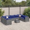 vidaXL Patio Lounge Set Grey PE rattan, powder-coated steel, tempered glass