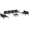 vidaXL Garden Sofa Set with Cushion 9 pcs Black Steel