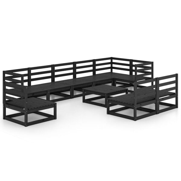 vidaXL Garden Lounge Set Black Solid pine wood Large Modular