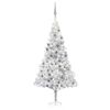 vidaXL Artificial Pre-lit Christmas Tree with Ball Set Silver 70.9" PET