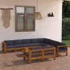 vidaXL Wooden Lounge Set Dark Grey Solid Acacia Wood Medium Durable