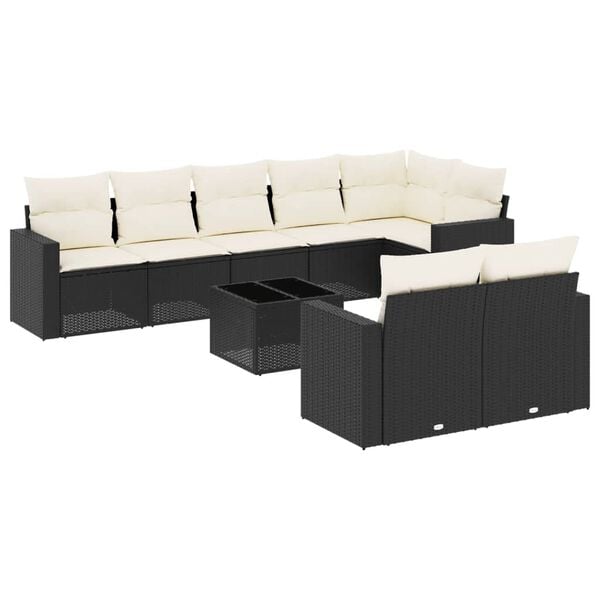 vidaXL Garden Sofa Set Black and Cream White