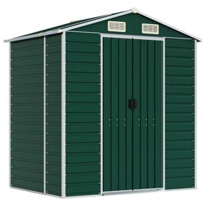 vidaXL Garden Shed Green Galvanized Steel 75.2 x 51.2 x 77.9 in