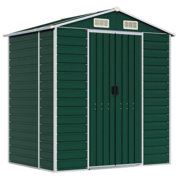 vidaXL Garden Shed Green Galvanized Steel 75.2 x 51.2 x 77.9 in
