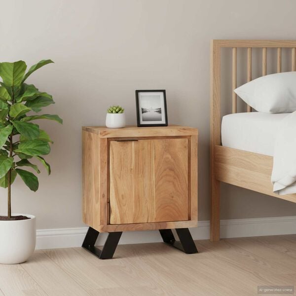 vidaXL Bedside Cabinet Natural Wood Solid Acacia Wood Medium