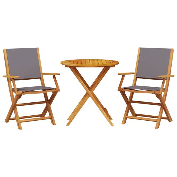 vidaXL Bistro Set Anthracite Solid acacia wood, 100% polyester fabric