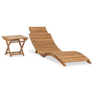 vidaXL Sunlounger Teak Solid Teak wood Typical garden size Foldable