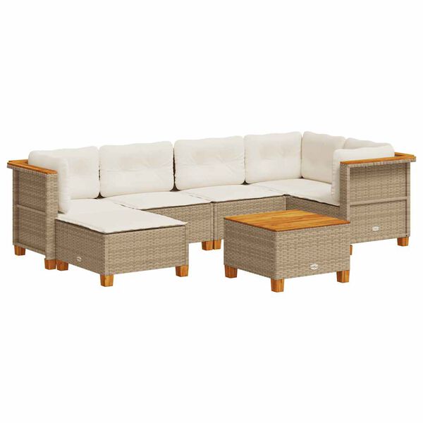 vidaXL Garden Sofa Set Beige, Cream white