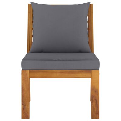 vidaXL 3 Piece Patio Lounge Set with Dark Gray Cushion Solid Acacia Wood