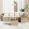 vidaXL Garden Sofa Set with Cushion 6 pcs Beige Poly Rattan