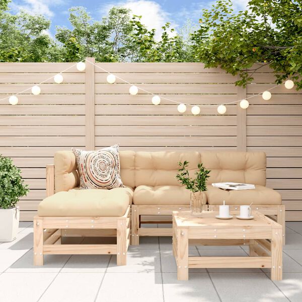 vidaXL Garden Lounge Set Natural Wood Solid Pine Wood, Plywood Large