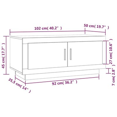 vidaXL Coffee Table White 40.2"x19.7"x17.7" Engineered Wood