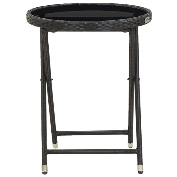 vidaXL Bistro Set Black Poly rattan, steel, glass, fabric Medium