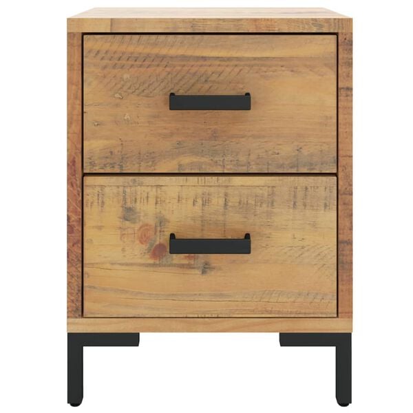 vidaXL Bedside Cabinet Brown Solid pinewood, engineered wood, metal