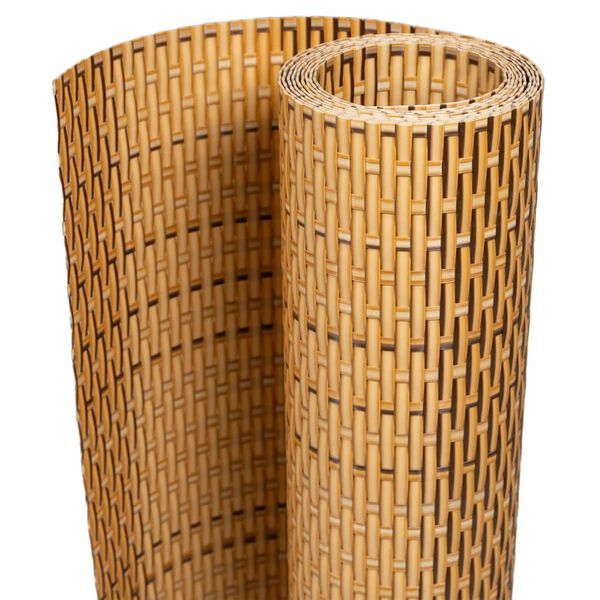 vidaXL Balcony Screen Light Brown 157.5x31.5" Poly Rattan