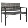vidaXL Garden Bench Grey PE Rattan 2-Seater Durable Garden Bench