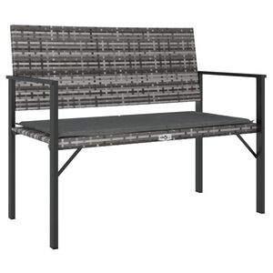 vidaXL Garden Bench Grey PE Rattan 2-Seater Durable Garden Bench