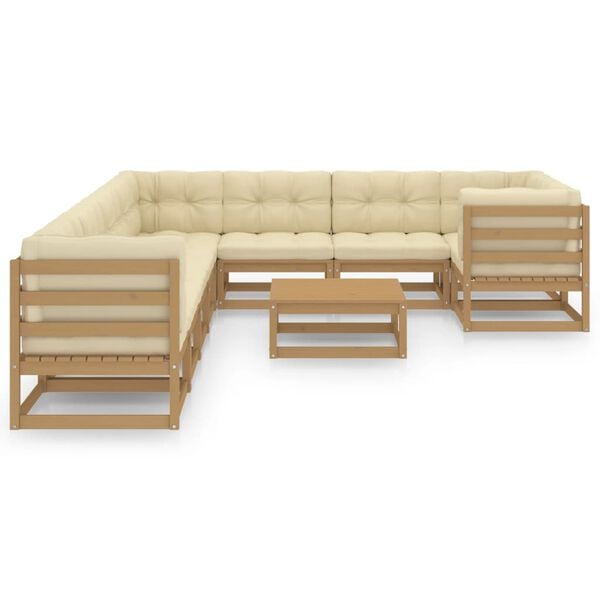 vidaXL Garden Lounge Set Honey brown Solid pinewood 10 Piece Modular