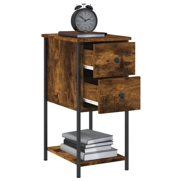 vidaXL Bedside Cabinet Smoked Oak Engineered wood, iron Compact