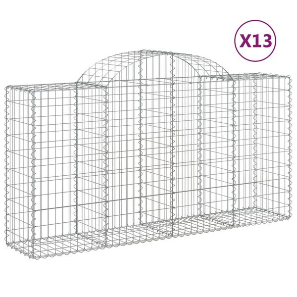 vidaXL Gabion Basket Set of 13 Silver Galvanized iron Large