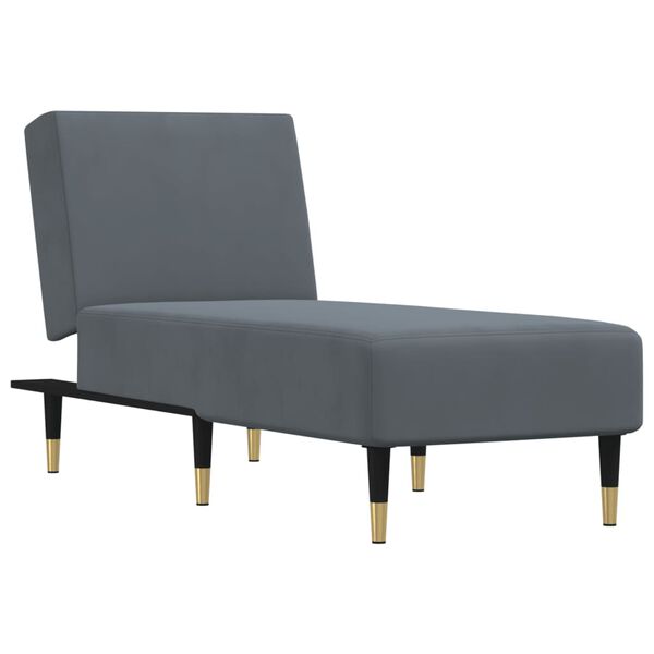 vidaXL Chaise Longue Dark grey Velvet (100% polyester), plywood, metal