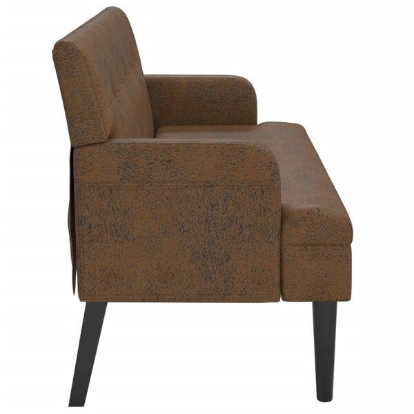 vidaXL Bench Brown Faux suede leather (100% polyester) Medium Bench