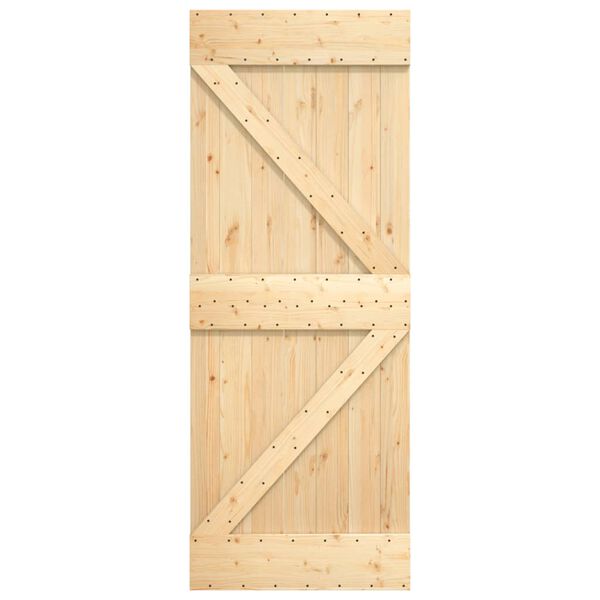 vidaXL Sliding Door with Hardware Set 27.6x82.7" Solid Wood Pine