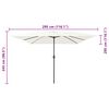 vidaXL Garden Parasol White and Black 295 x 295 x 245 cm