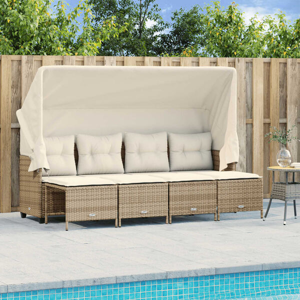 vidaXL Garden Sofa Set Beige PE rattan Large Removable Covers