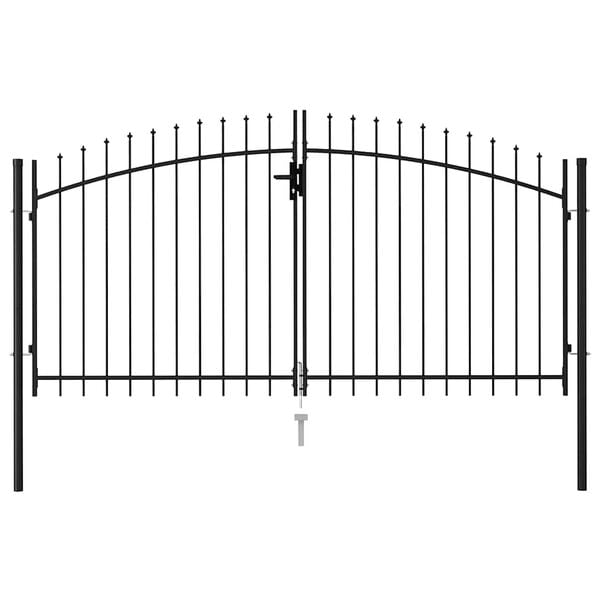 vidaXL Fence Gate Double Door with Spike Top Steel 9.8'x4.9' Black